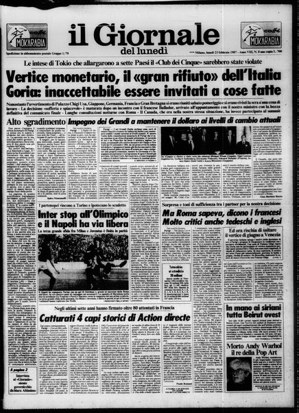 Il giornale del lunedi